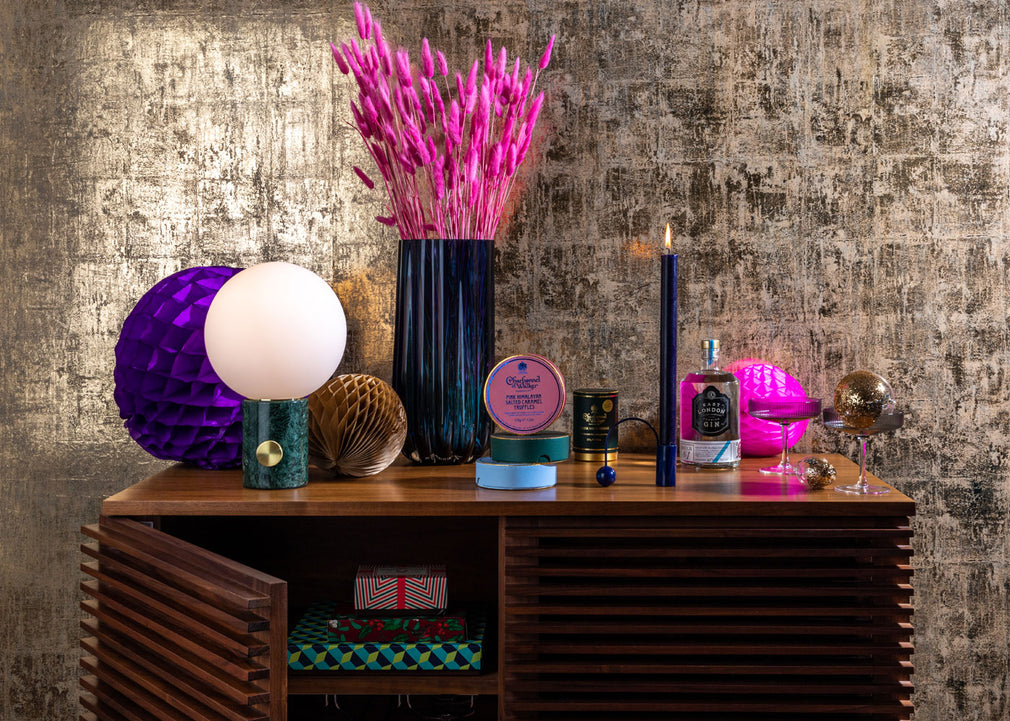 Column Table Lamp Black Marble