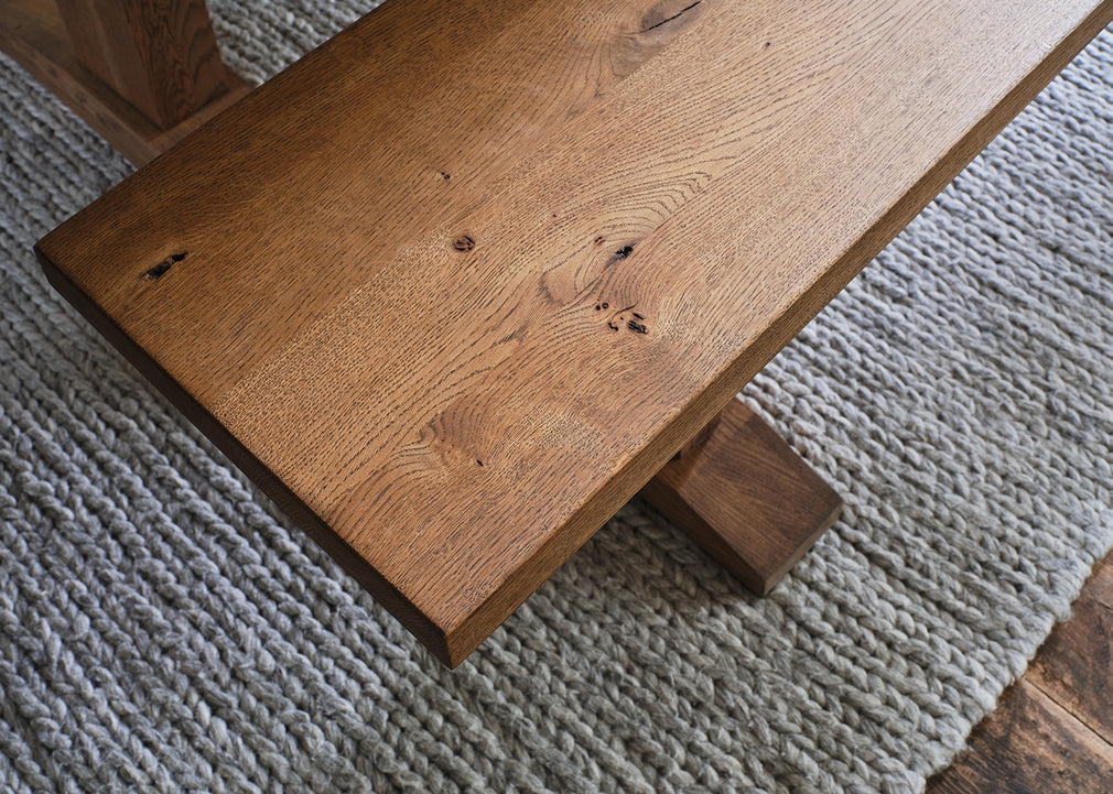 Bespoke Dining Bench Lisbon Blonde Oiled Oak / 160cm / Natural Edge