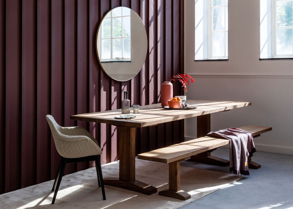 Bespoke Dining Bench Lisbon Blonde Oiled Oak / 160cm / Natural Edge