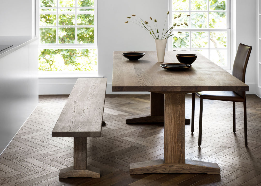 Bespoke Dining Bench Lisbon Blonde Oiled Oak / 160cm / Natural Edge