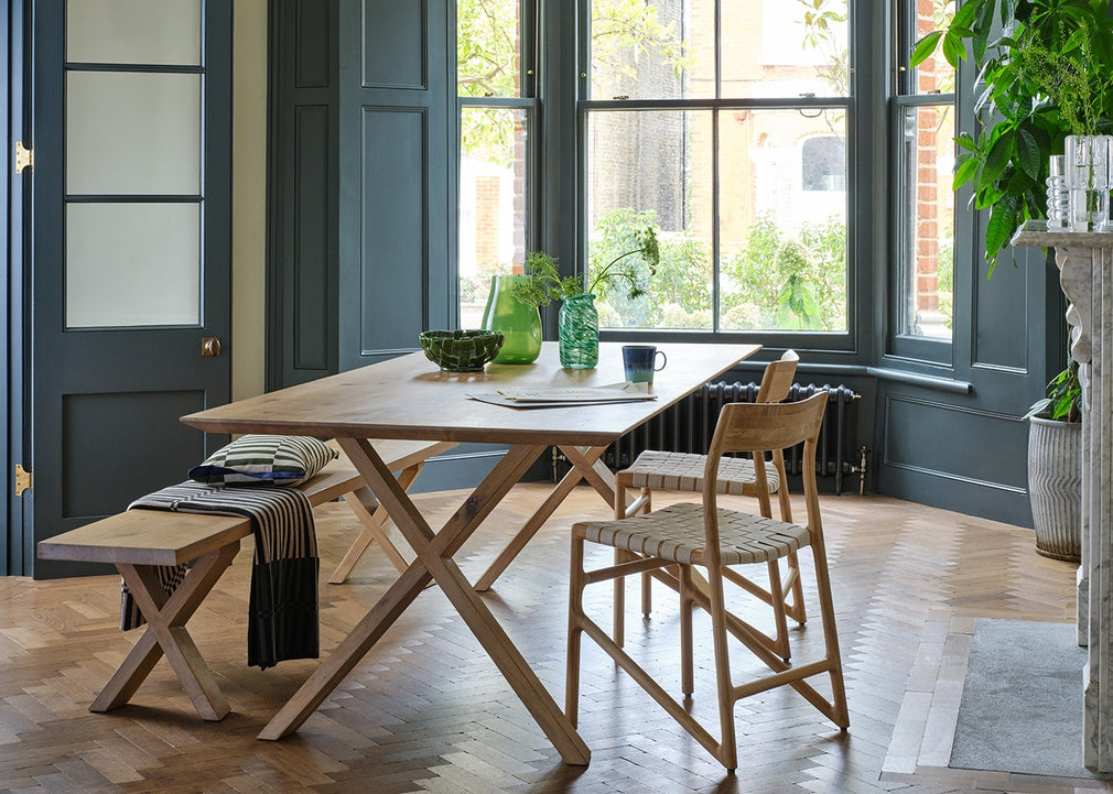 Bespoke Dining Bench Oslo Blonde Oiled Oak / 160cm / Natural Edge