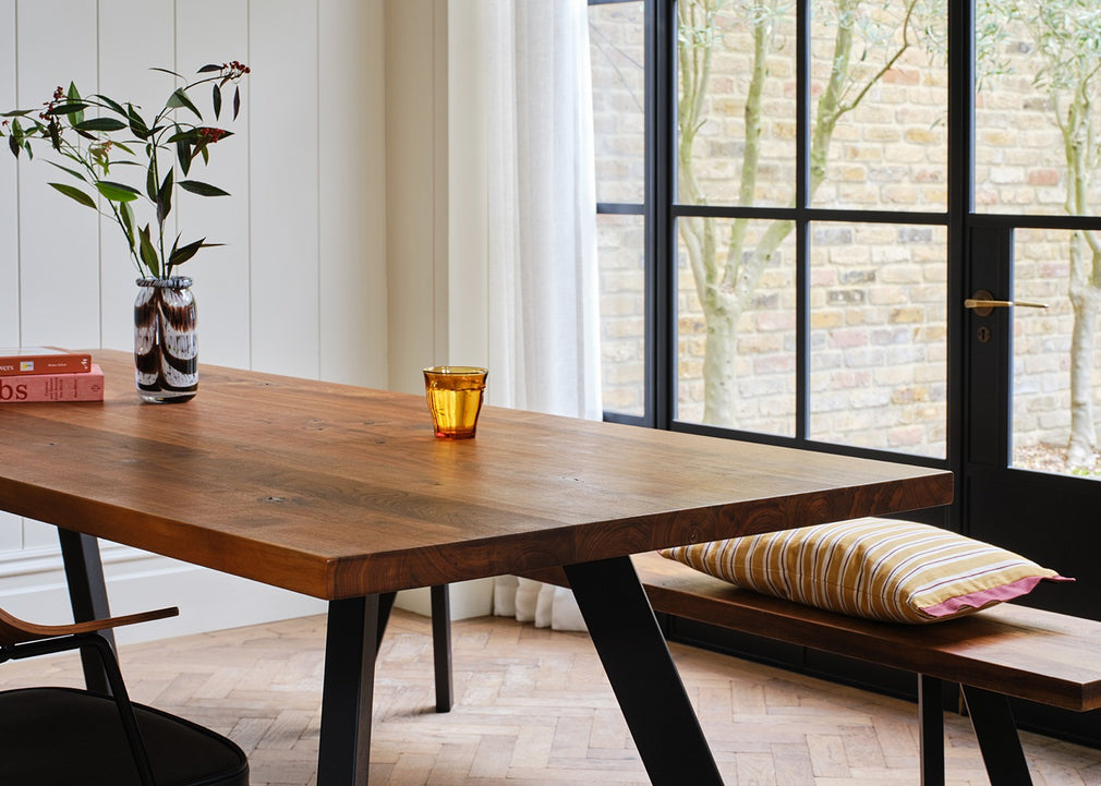 Bespoke Dining Bench Madrid Blonde Oiled Oak / 160cm / Natural Edge