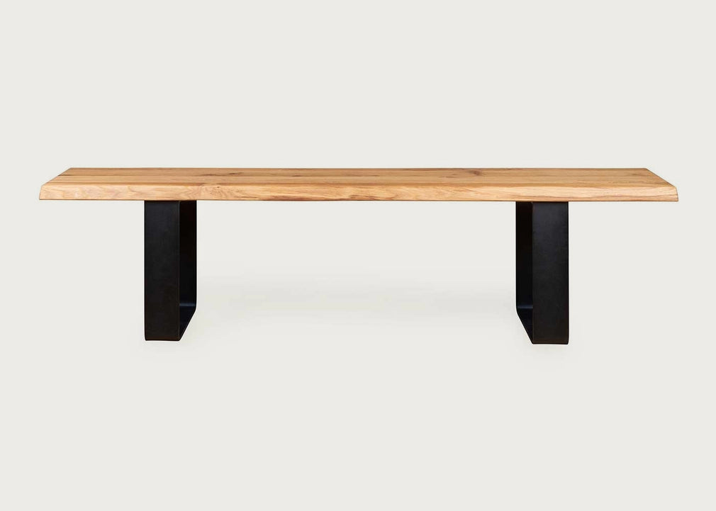 Bespoke Dining Bench Prague Blonde Oiled Oak / 160cm / Natural Edge