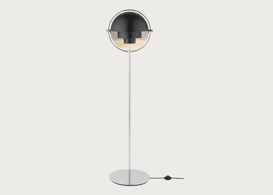 Multi Lite Floor Lamp Chrome Base White