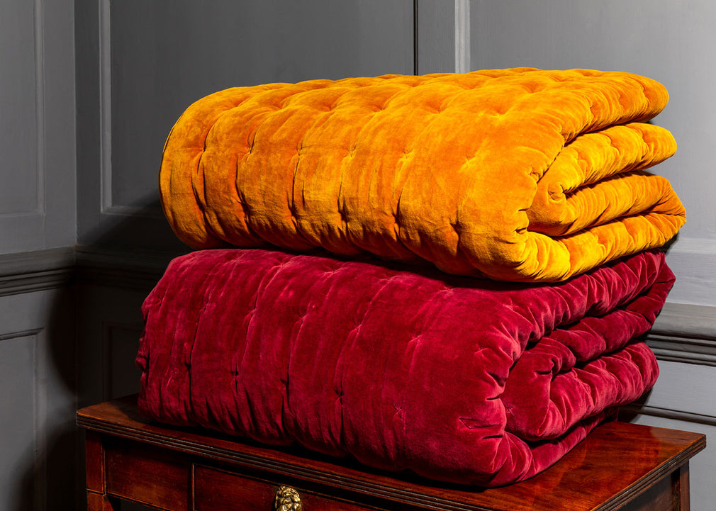 Velvet Quilt Ochre 140cm x 200cm