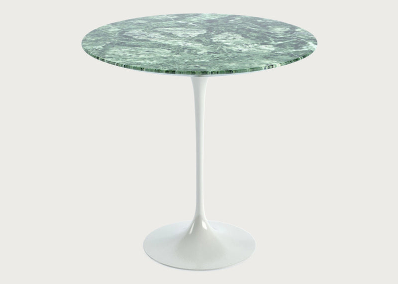 Saarinen Side Table with White Base Dia. 51cm (Round) / Arabescato Marble