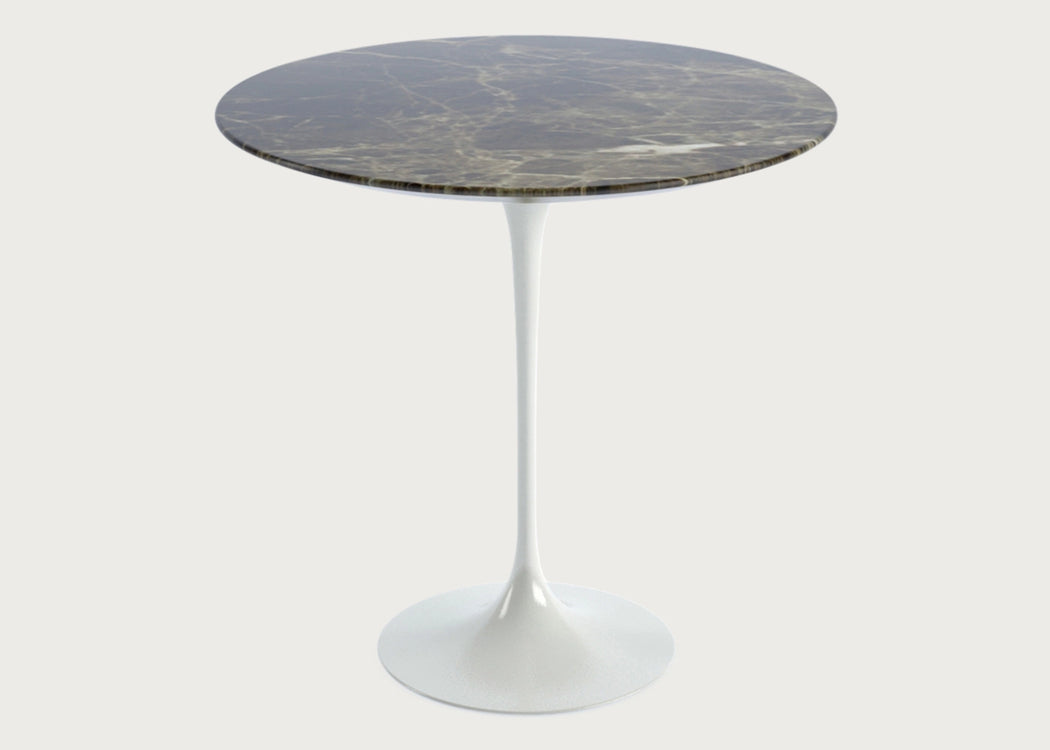 Saarinen Side Table with White Base Dia. 51cm (Round) / Arabescato Marble
