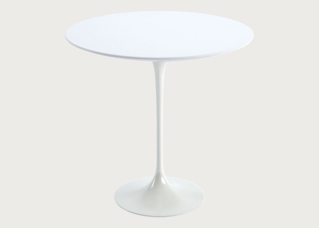 Saarinen Side Table with White Base Dia. 51cm (Round) / Arabescato Marble