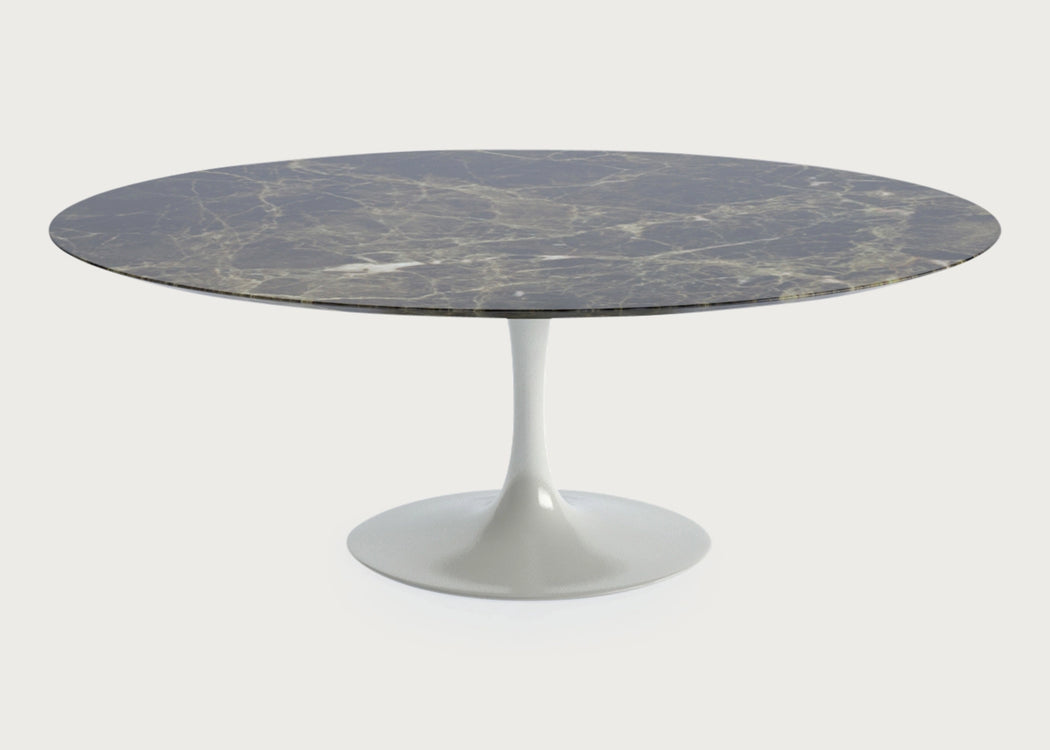 Saarinen Dining Table White Base Arabescato Marble / 244cm x 137cm (Oval)