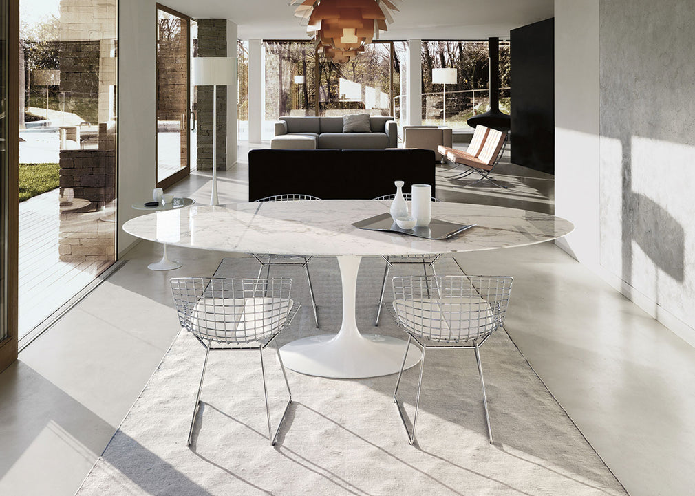 Saarinen Dining Table White Base 244cm x 137cm (Oval) / Arabescato Marble