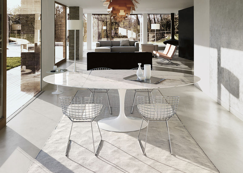 Saarinen Dining Table White Base 244cm x 137cm (Oval) / Arabescato Marble