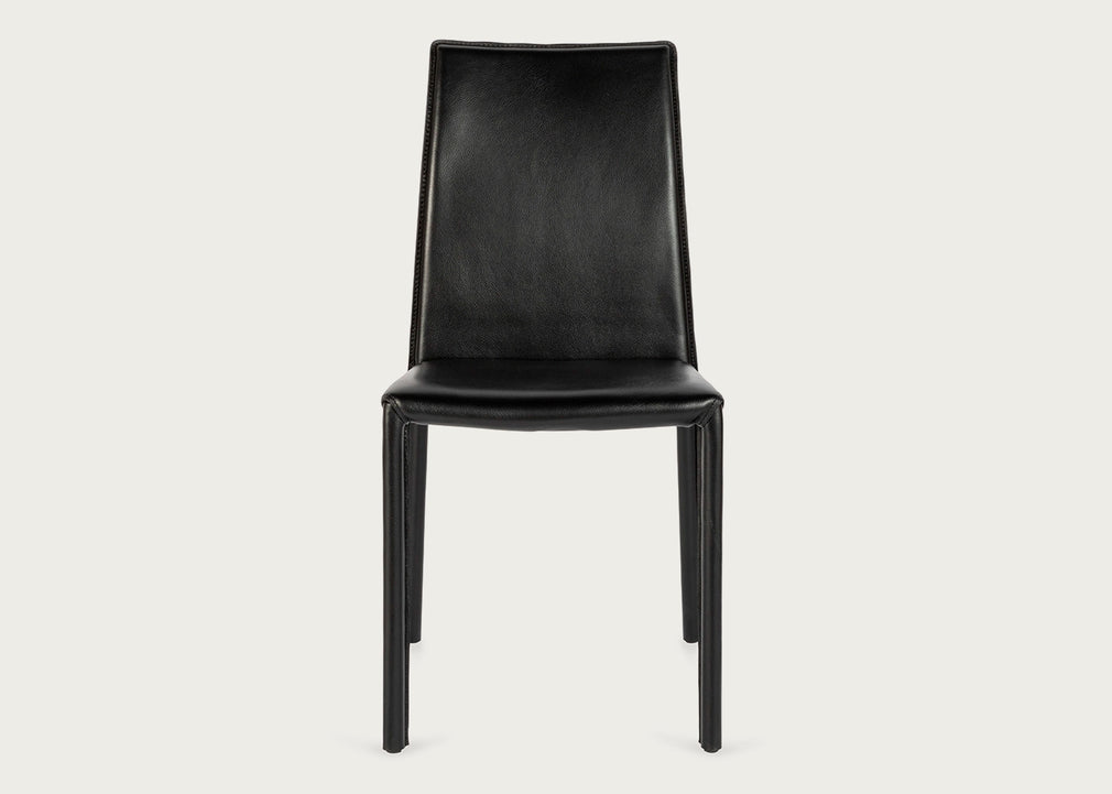Byron II Pair of Dining Chairs Black Leather