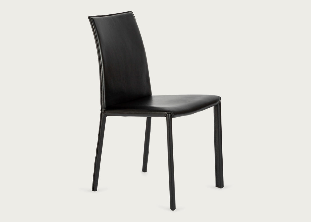 Byron II Pair of Dining Chairs Black Leather