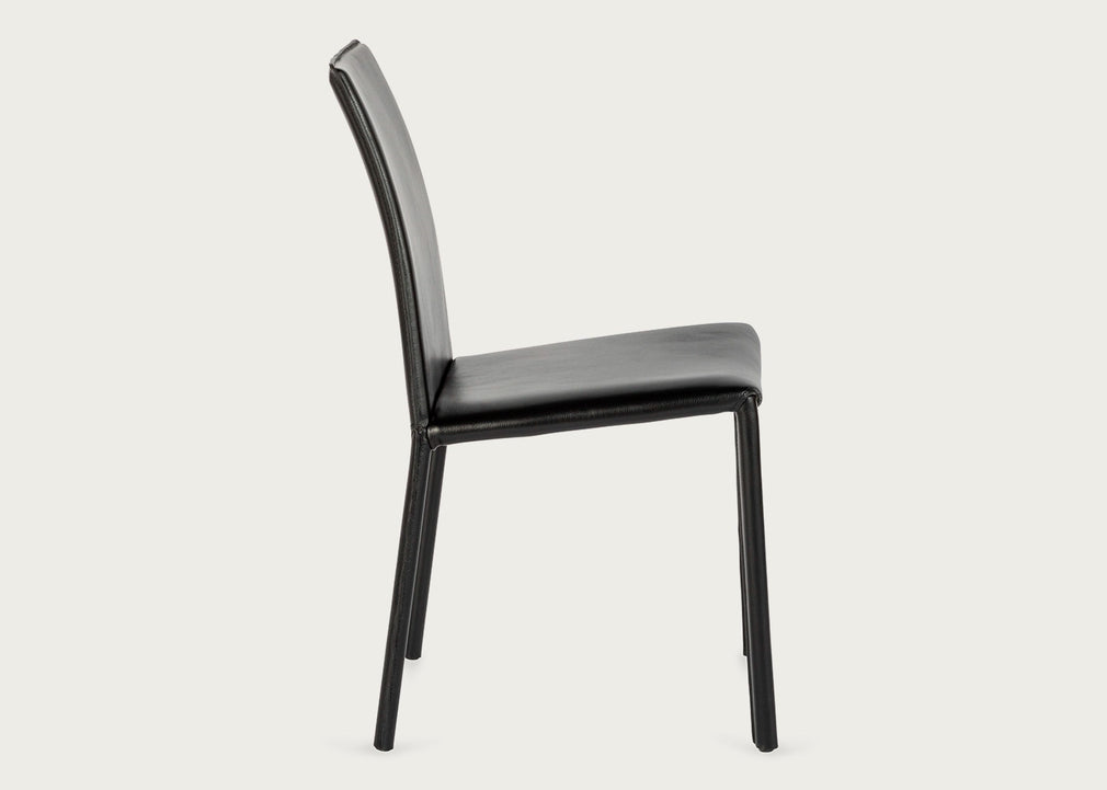 Byron II Pair of Dining Chairs Black Leather