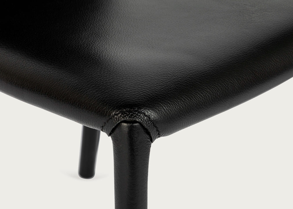 Byron II Pair of Dining Chairs Black Leather