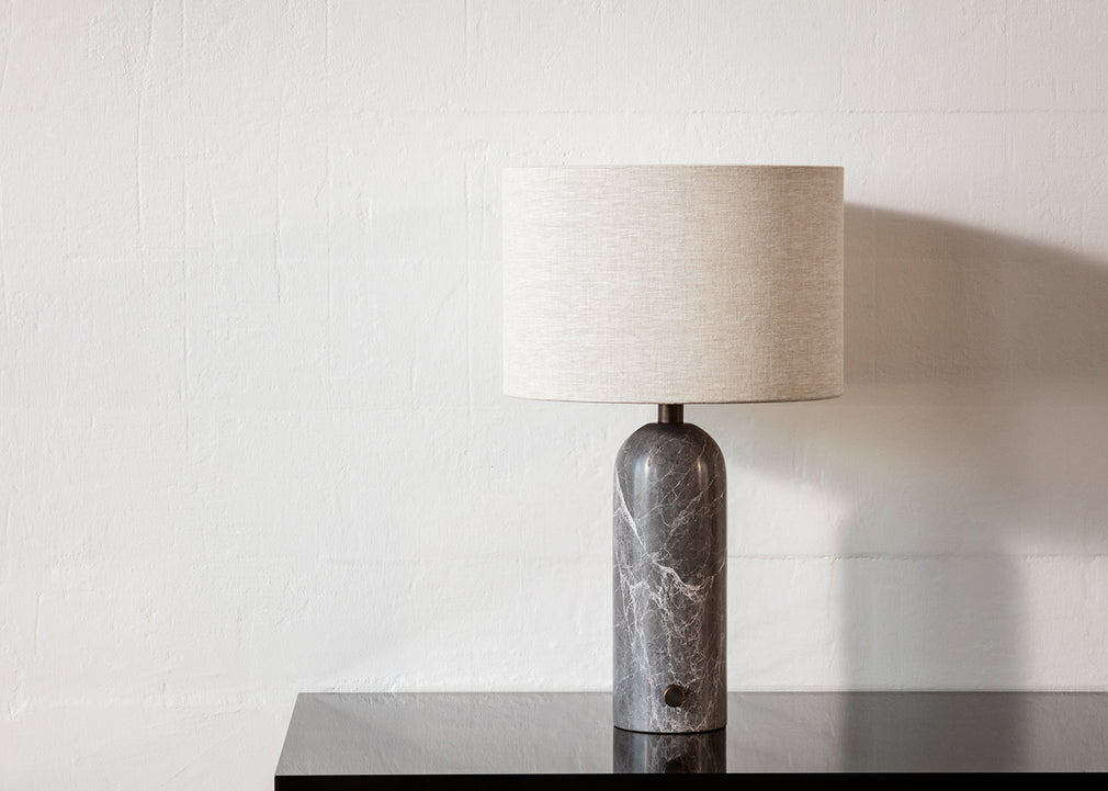 Gravity Table Lamp Small / Blackened Steel / Canvas