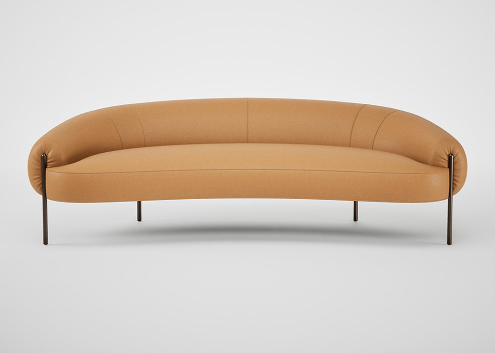 Isola 3 Seater Sofa Daino Leather Elephant / Black