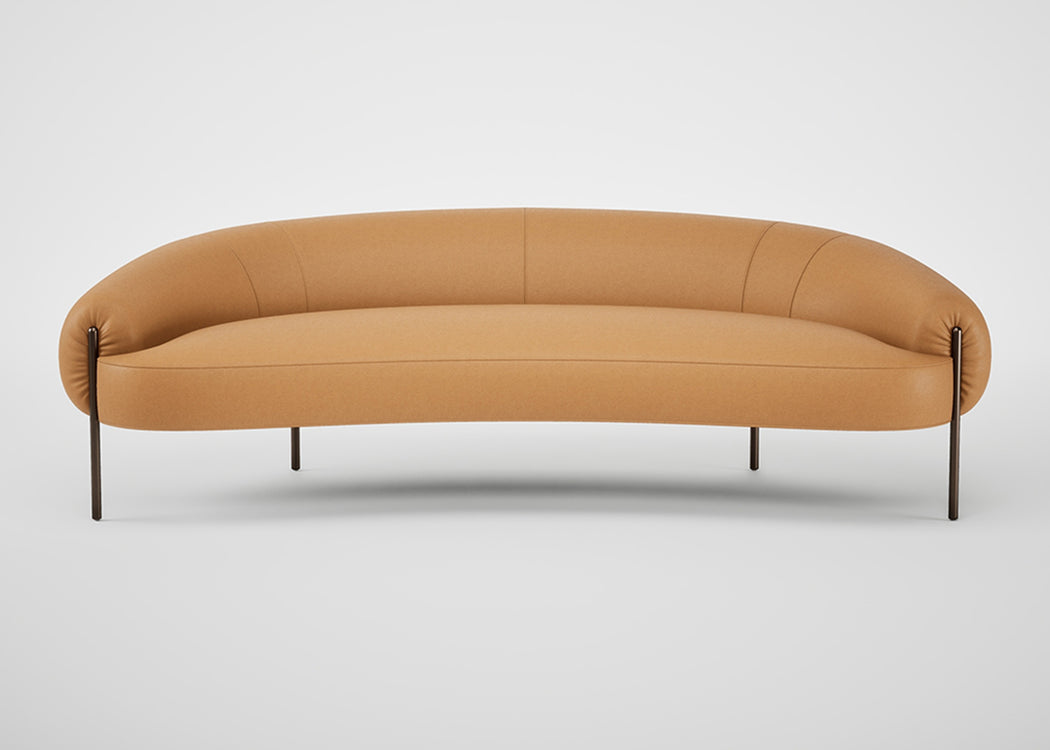Isola 3 Seater Sofa Daino Leather Elephant / Black