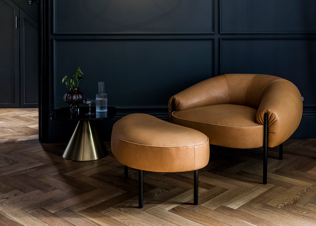 Isola Armchair Daino Leather Elephant / Black