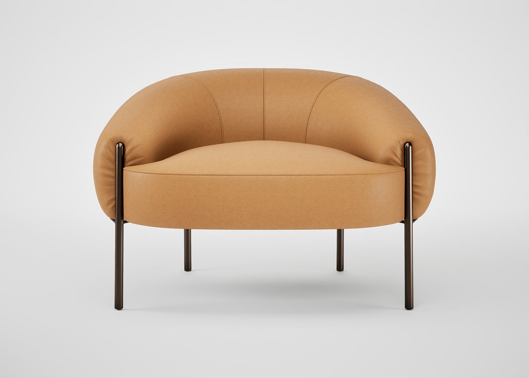Isola Armchair Daino Leather Elephant / Black