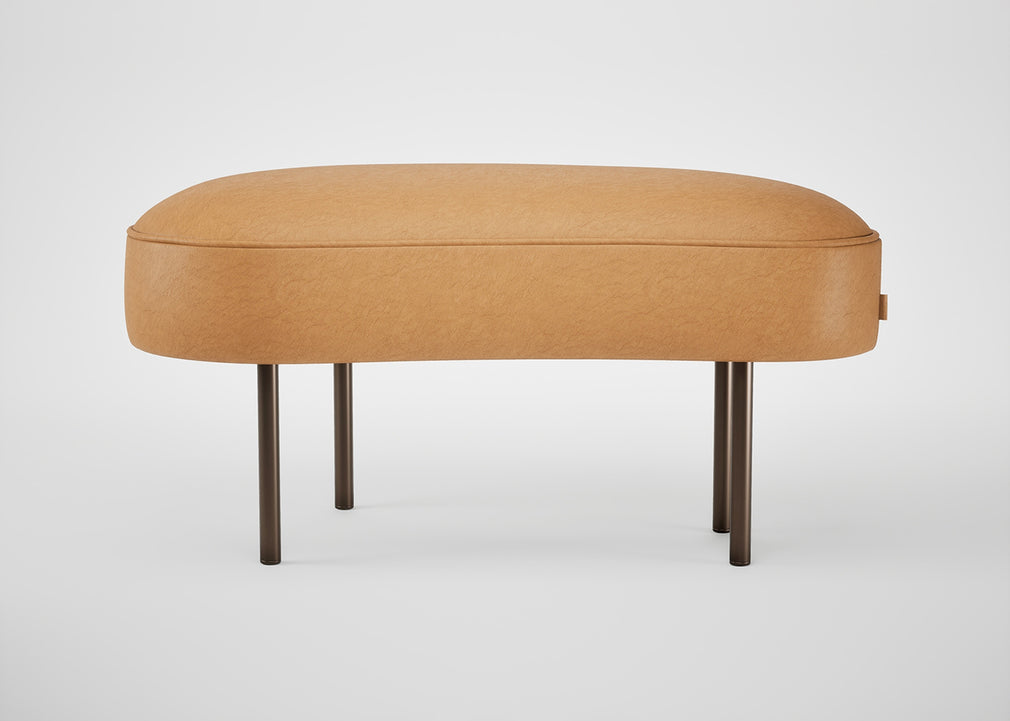 Isola Small Ottoman Daino Leather Elephant / Black