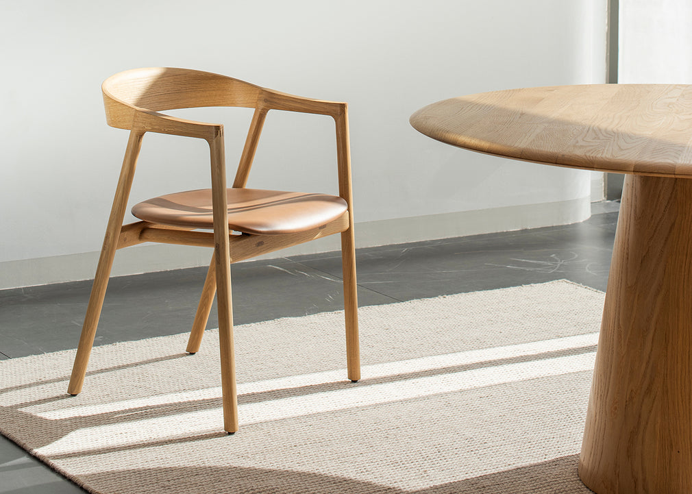 Muna Dining Chair White Oiled Oak / Dakar Leather Stone