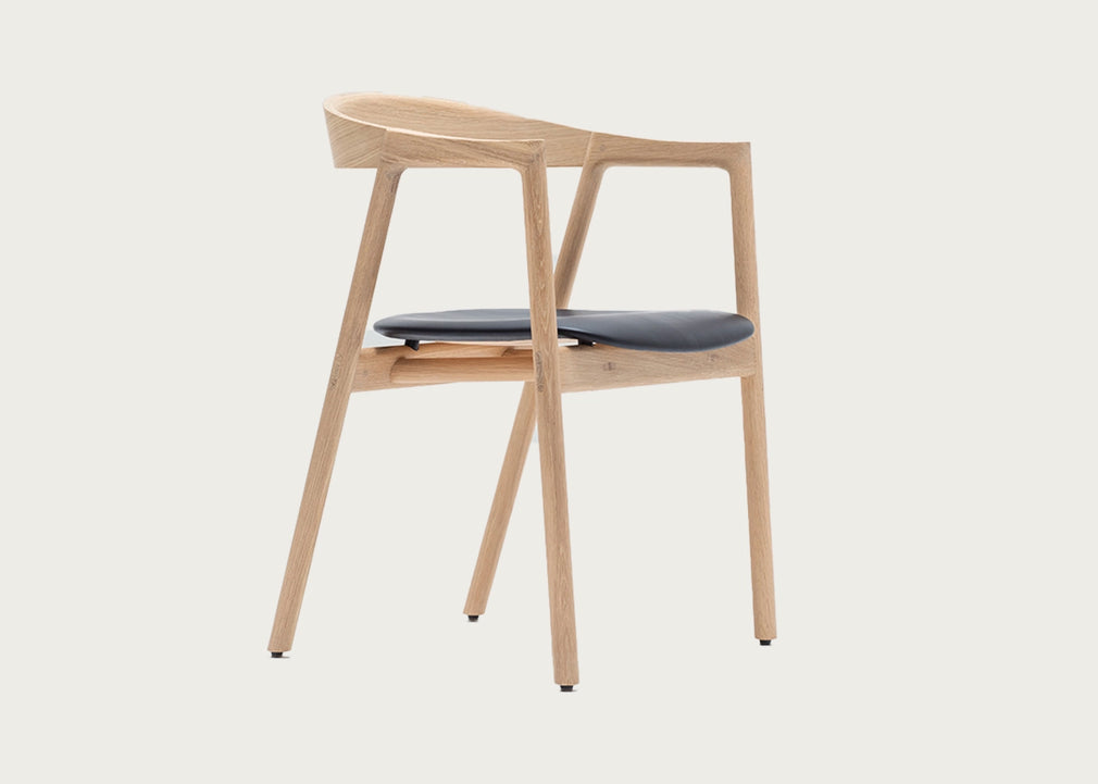 Muna Dining Chair White Oiled Oak / Dakar Leather Stone