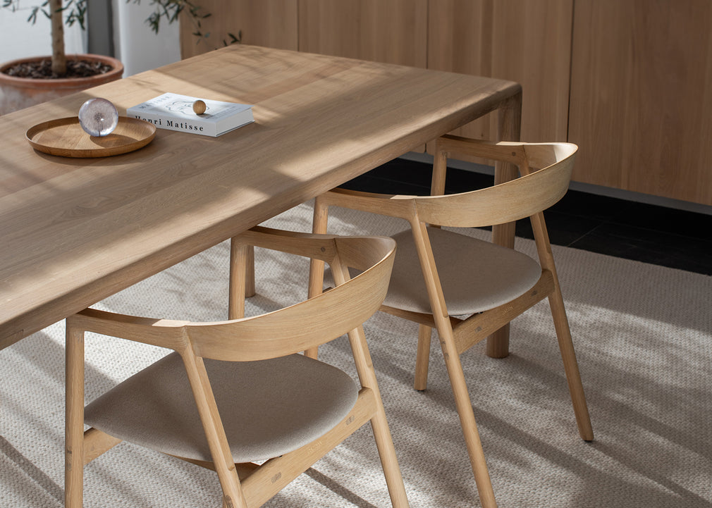 Muna Dining Chair White Oiled Oak / Dakar Leather Stone