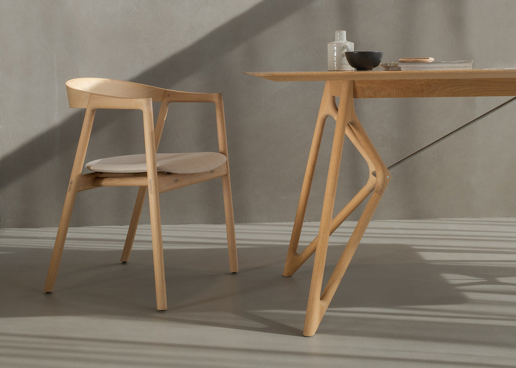 Muna Dining Chair White Oiled Oak / Dakar Leather Stone