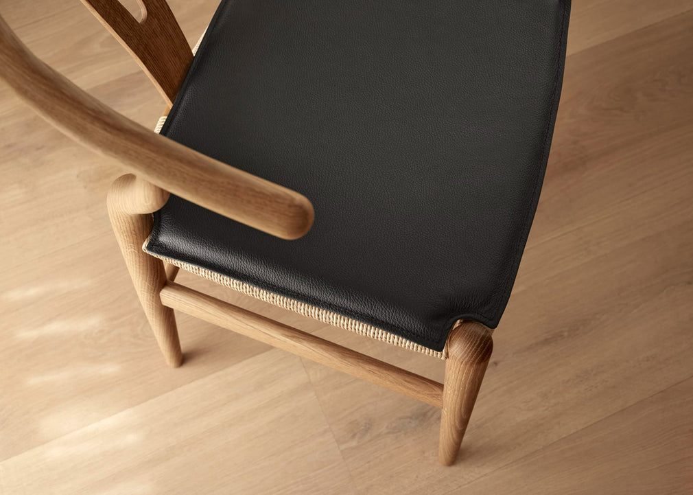CH24 Wishbone Chair Cushion Golden Brown Leather