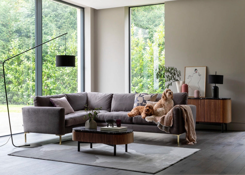 Eton Right Hand Facing Corner Sofa Boucle Fern / Black