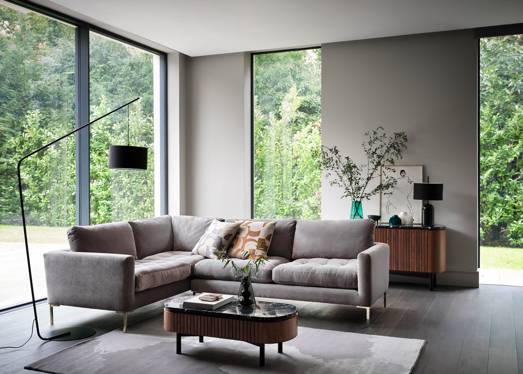 Eton Left Hand Facing Corner Sofa Boucle Fern / Black