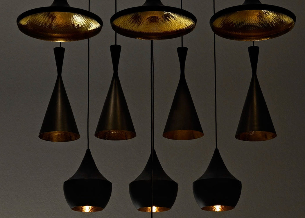 Beat LED Tall Pendants Brushed Brass