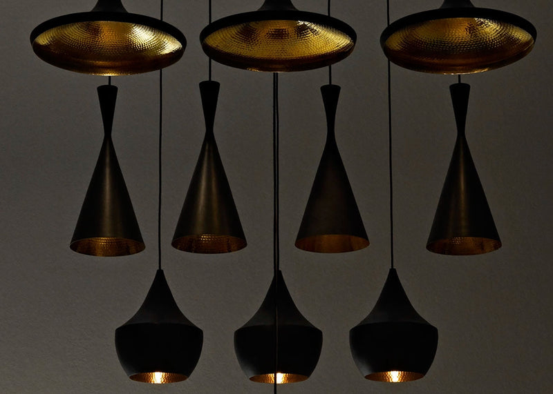 Beat LED Tall Pendants Brushed Brass