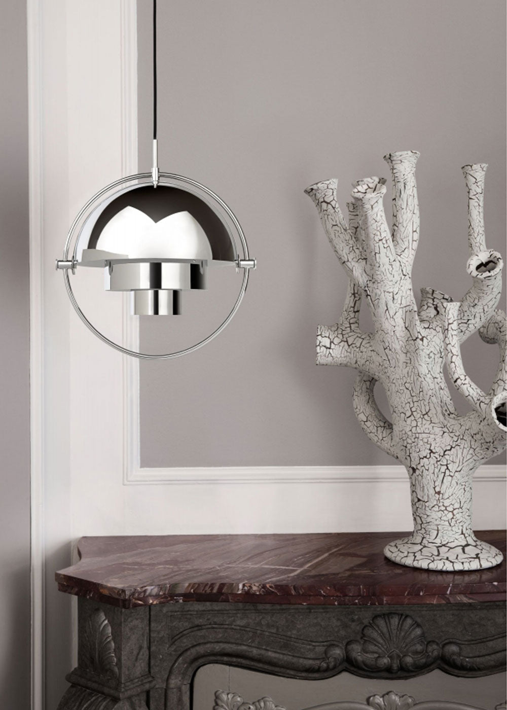 Multi-Lite Pendant Light Chrome Frame Small Chrome