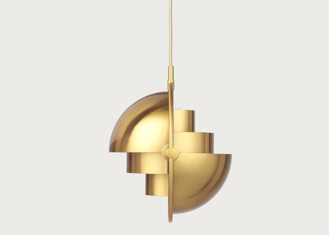 Multi-Lite Pendant Light Brass Frame Small Brass