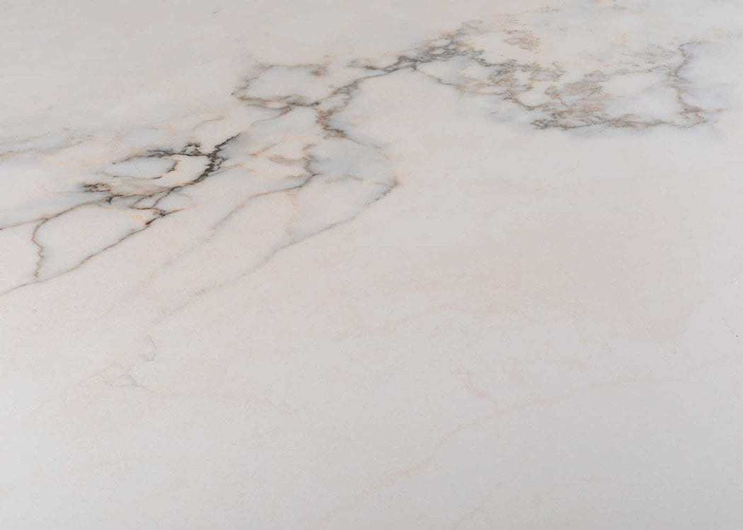 Odessa Dining Table White Marble Effect Ceramic / 240cm x 98cm / Black