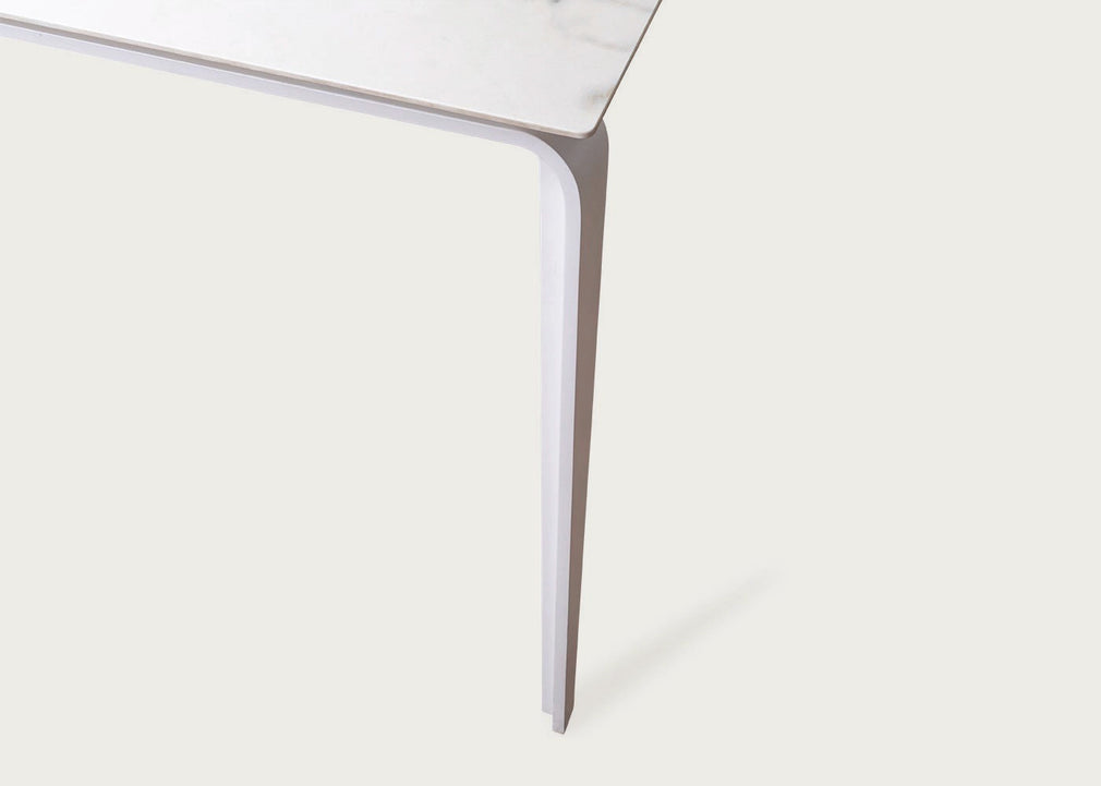 Odessa Dining Table White Marble Effect Ceramic / 240cm x 98cm / Black