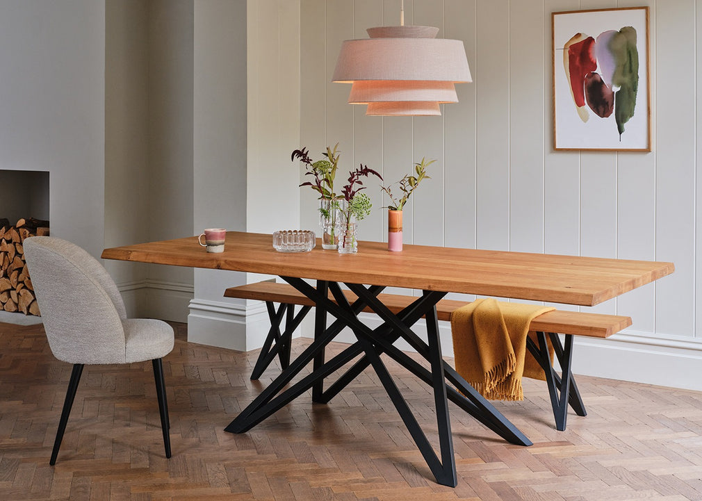 Bespoke Dining Bench Vienna Blonde Oiled Oak / 160cm / Natural Edge