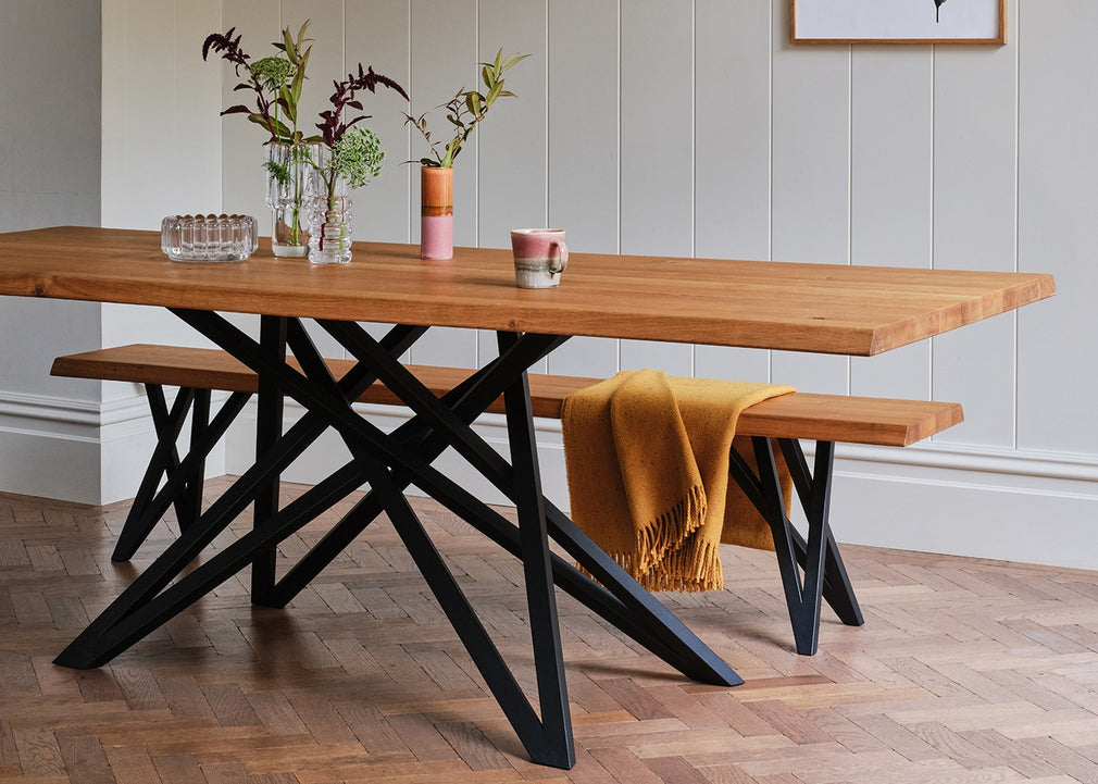 Bespoke Dining Bench Vienna Blonde Oiled Oak / 160cm / Natural Edge