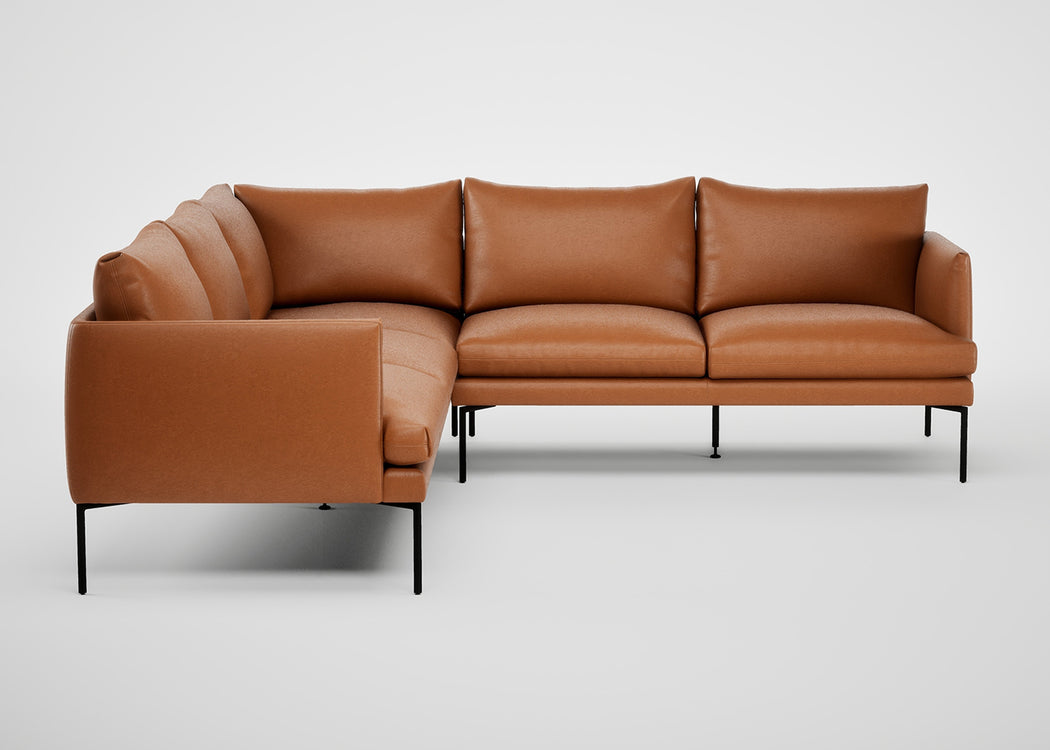 Matera Large Corner Sofa Daino Leather Elephant / Black
