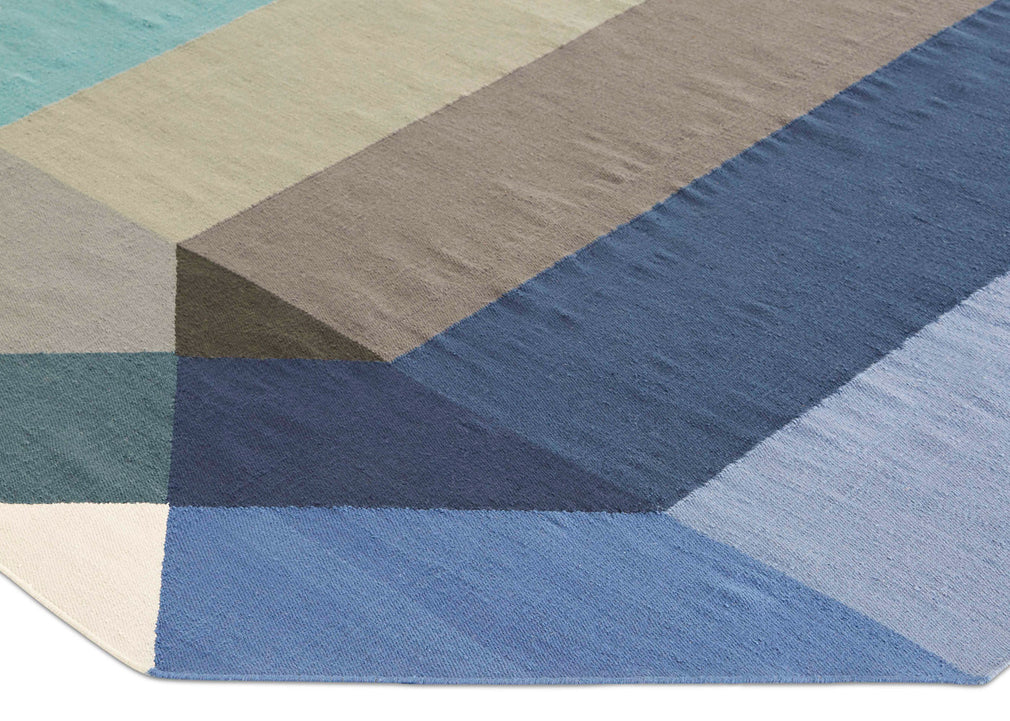 Diamond Kilim Outdoor Rug Blue Green 170cm x 220cm
