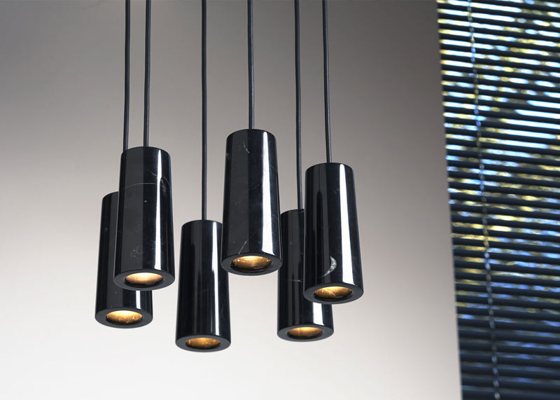 Core Six Pendant Light Cluster Six Pandant Cluster / Carrara Marble White