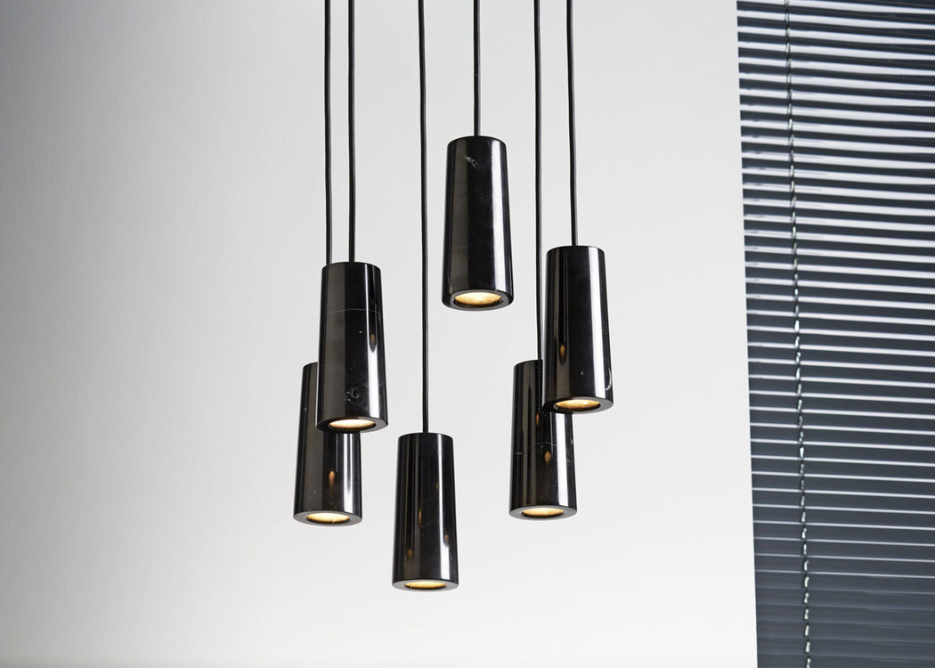 Core Six Pendant Light Cluster Six Pandant Cluster / Carrara Marble White