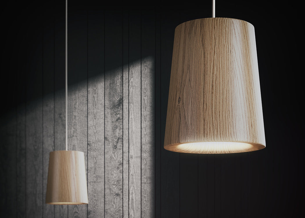 Solid Pendant Light Cone Black Stained Oak