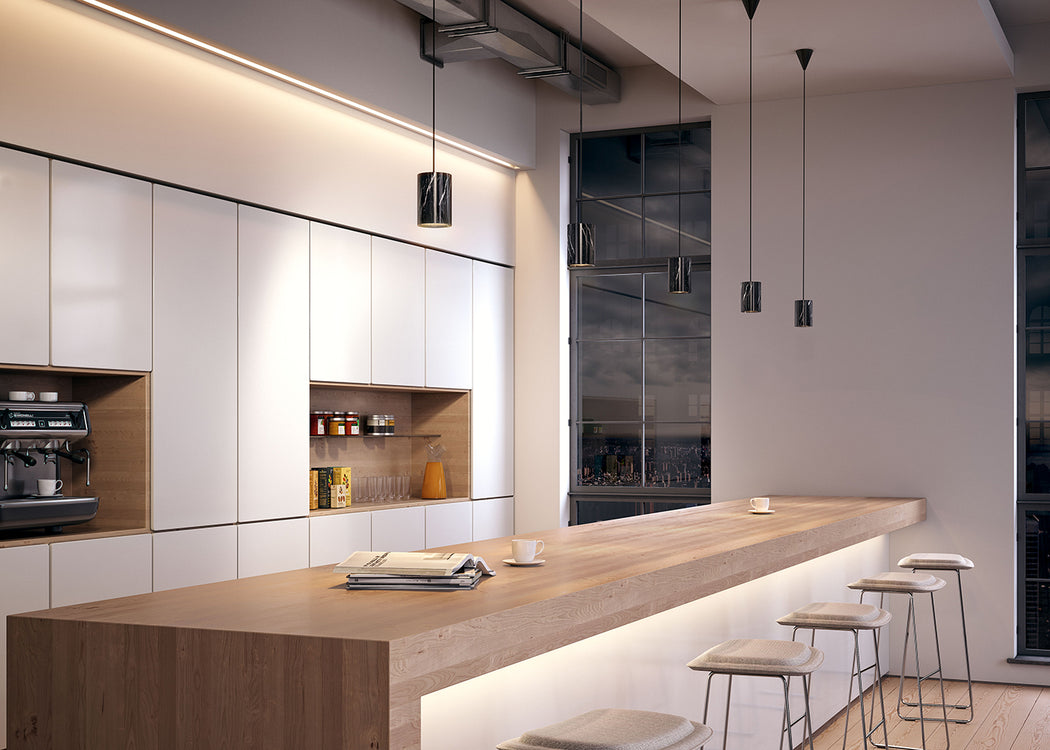 Solid Pendant Light Cylinder Black Stained Oak