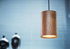 Solid Pendant Light Cylinder Black Stained Oak