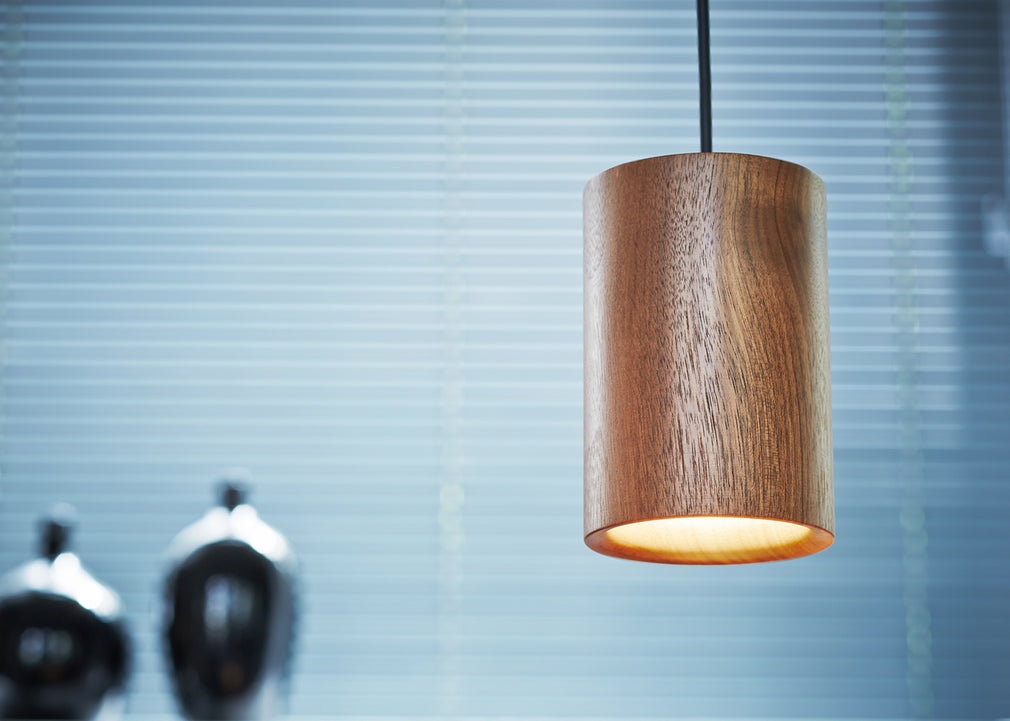 Solid Pendant Light Cylinder Black Stained Oak