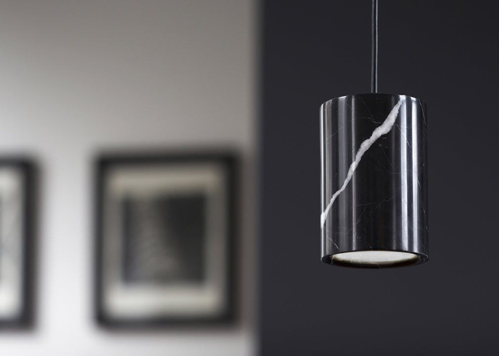 Solid Pendant Light Cylinder Black Stained Oak