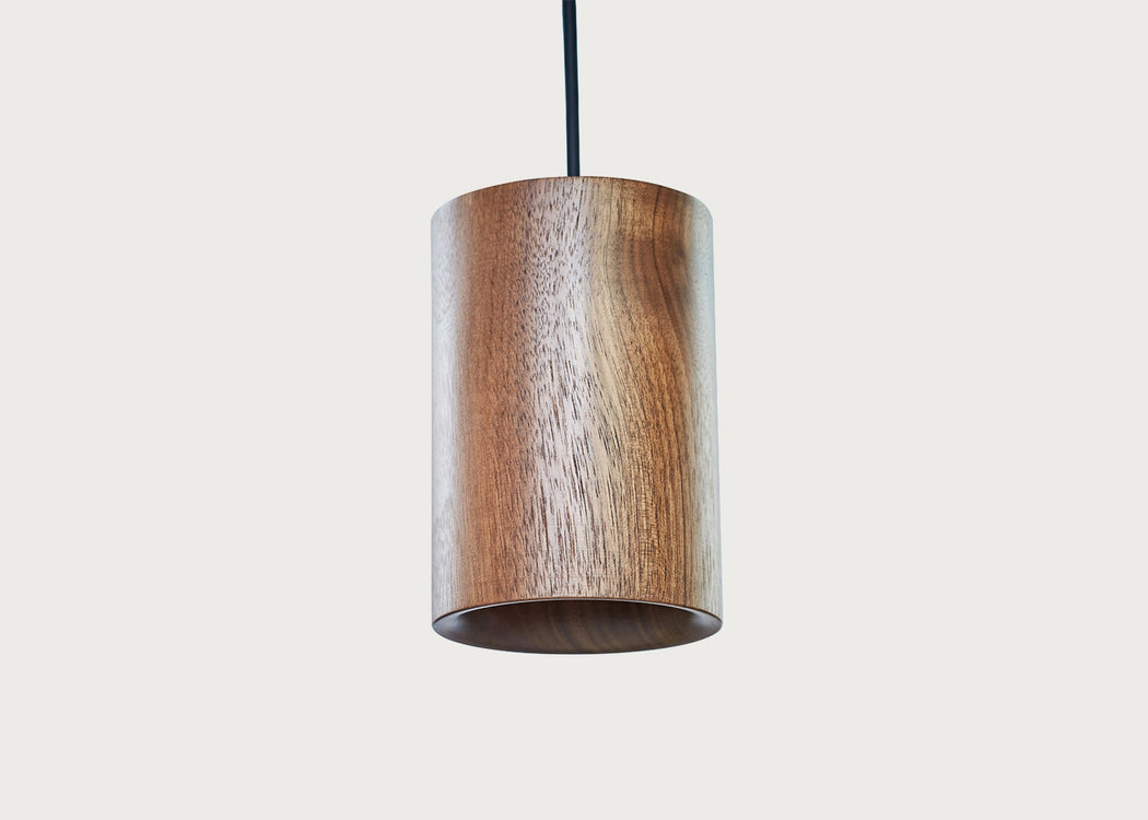 Solid Pendant Light Cylinder Black Stained Oak